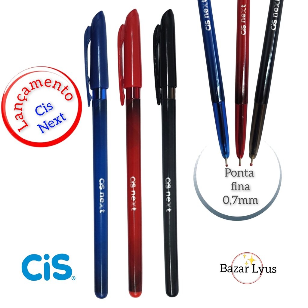 Caneta CIS NEXT 0.7mm Esferográfica Ponta Fina em Oferta na Shopee