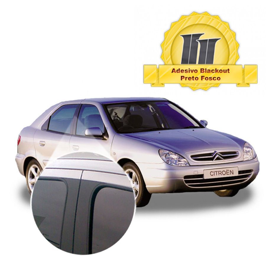 Adesivo Blackout Xsara Picasso p/ Coluna de Porta Preto Fosco Poroso