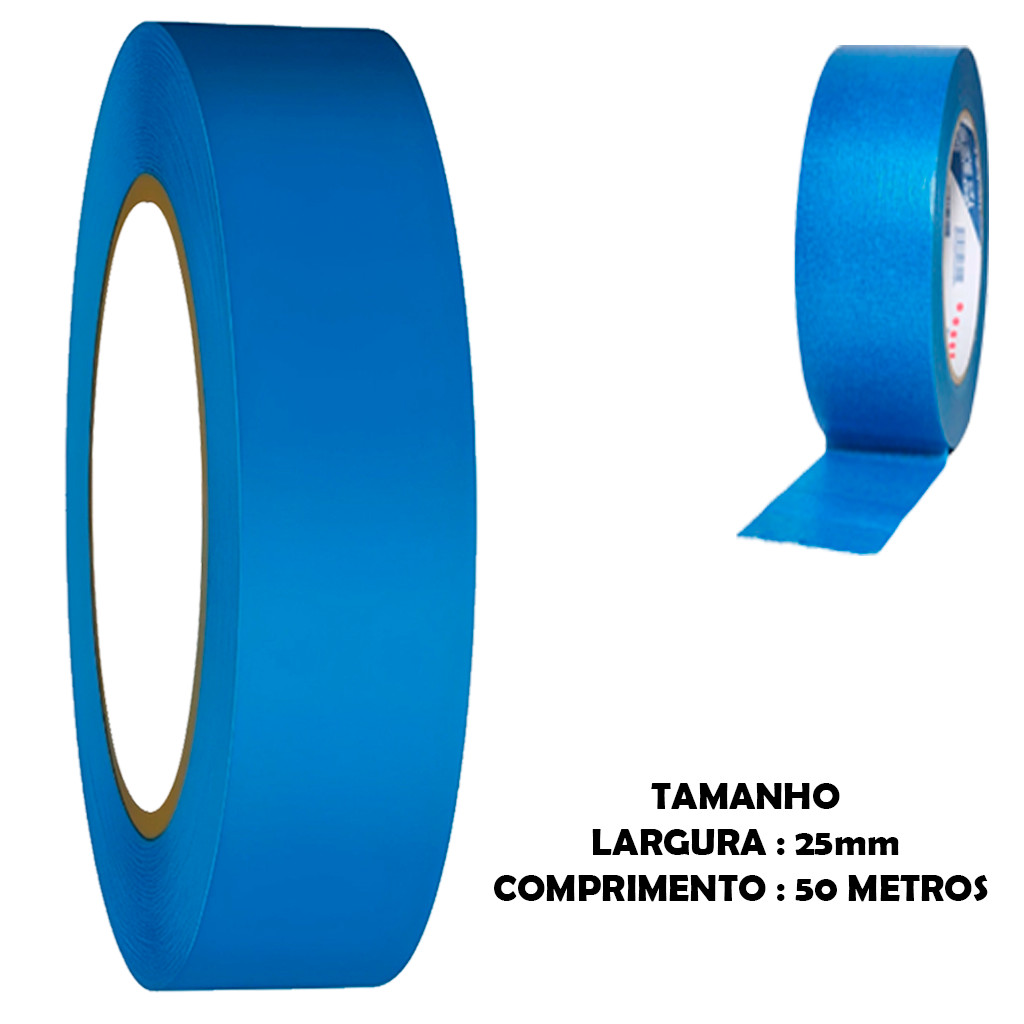 Detalhes do Fita Crepe Adesiva Azul Para Pintura Automotiva Parede Pintor Imobiliário Uso Geral Profissional