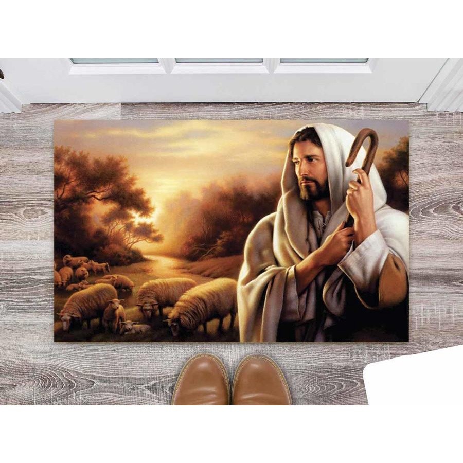 Tapete Capacho decorativo imagem -  Jesus Bom Pastor