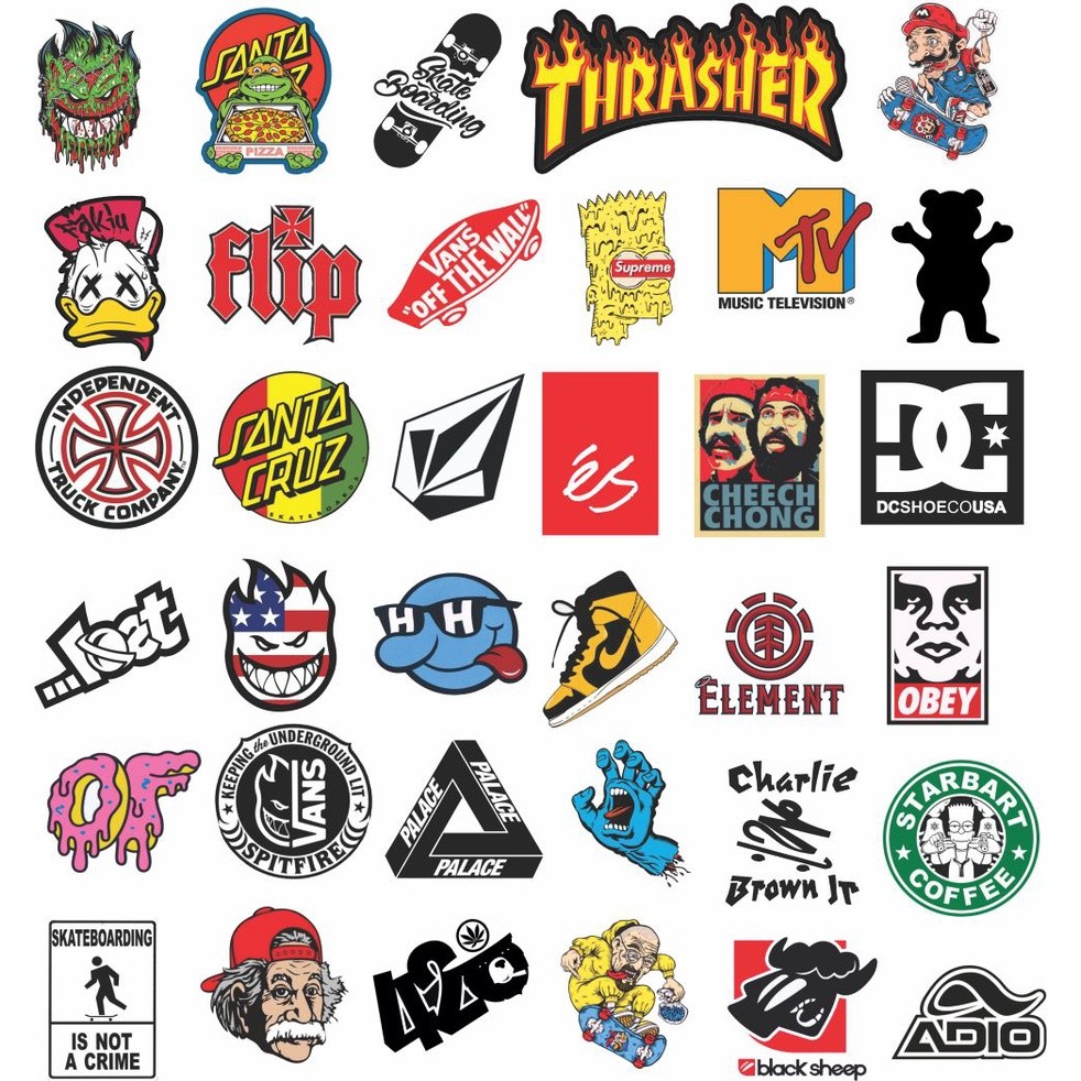 Adesivos Stickers Skate Shape Mala Notebook Carro Moto Cartelas Tamanho Bom
