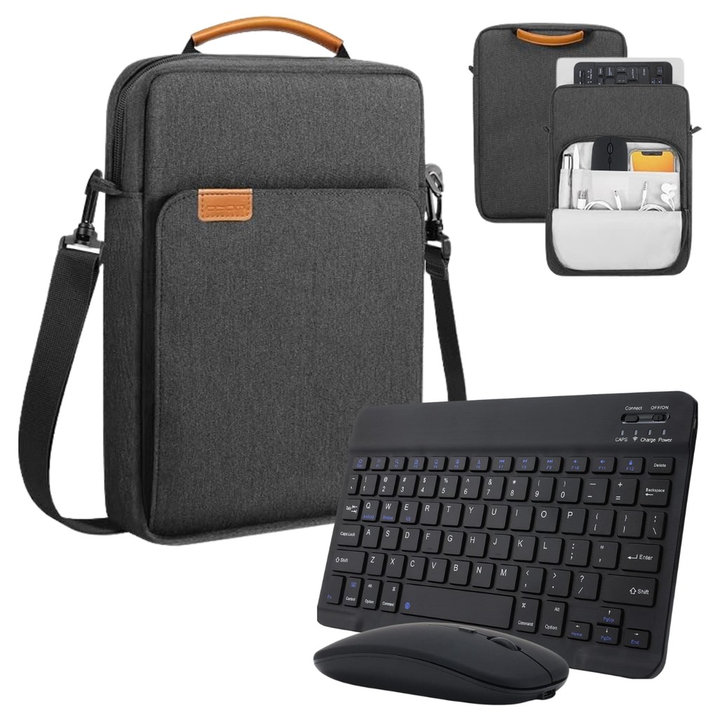 Kit Case Bag Bolsa + Teclado e Mouse Para Samsung S10 FE 10.9 X520 X526