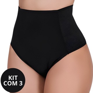 Kit 3 Calcinha Cinta Modeladora Cintura Alta Compressão Lateral - Manu em Oferta na Shopee