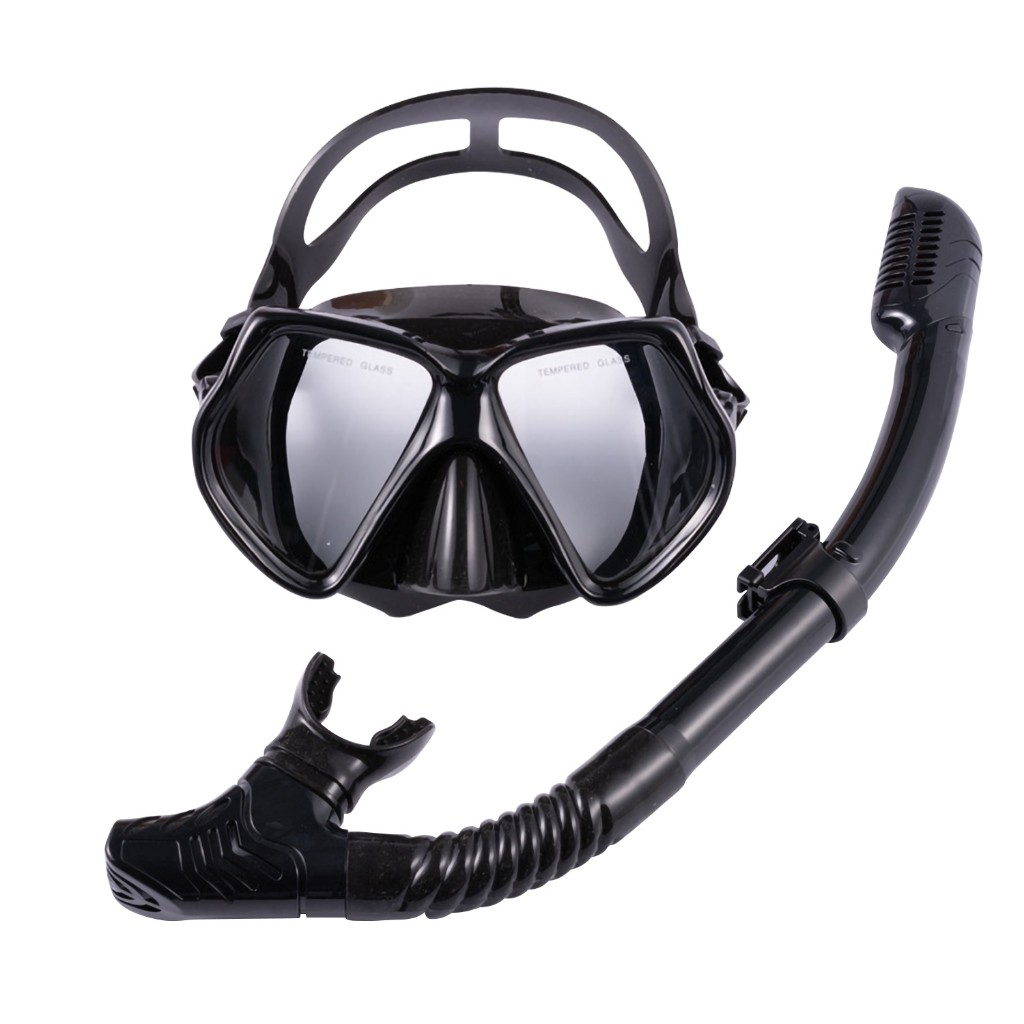 kit máscara mergulho snorkel óculos respirador profissional adulto praia piscina ajustável silicone M1010S11S em Oferta na Shopee