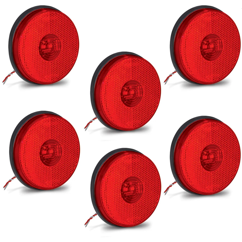 Kit com 6 Lanterna Lateral Led Redonda 85MM Bivolt Vermelha em Oferta na Shopee