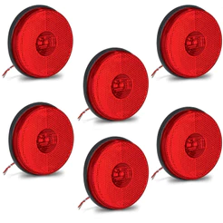 Kit com 6 Lanterna Lateral Led Redonda 85MM Bivolt Vermelha