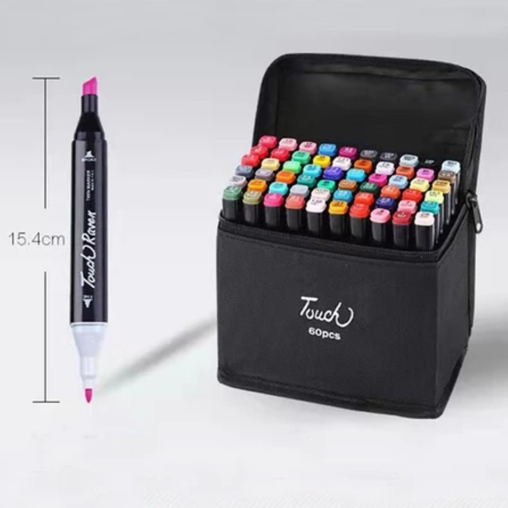 Estojo Bolsa Caneta Marcadores KIT24/36/48/60/80/120TOUCH Com Ponta Dupla Com NÚMERO DE CORES Conjunto Pintura Artística em Oferta na Shopee