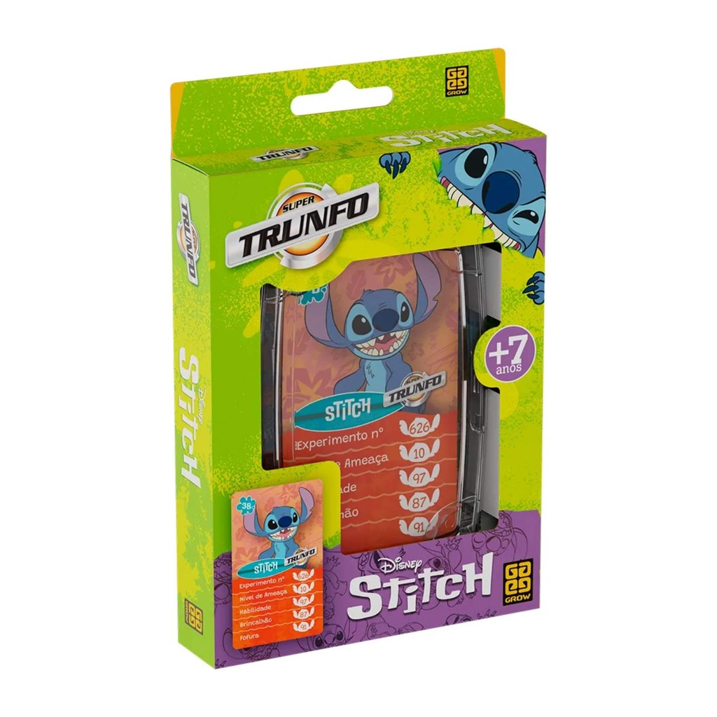 Brinquedo Infantil Jogo de Cartas Super Trunfo Stitch Grow - 04688 em Oferta na Shopee