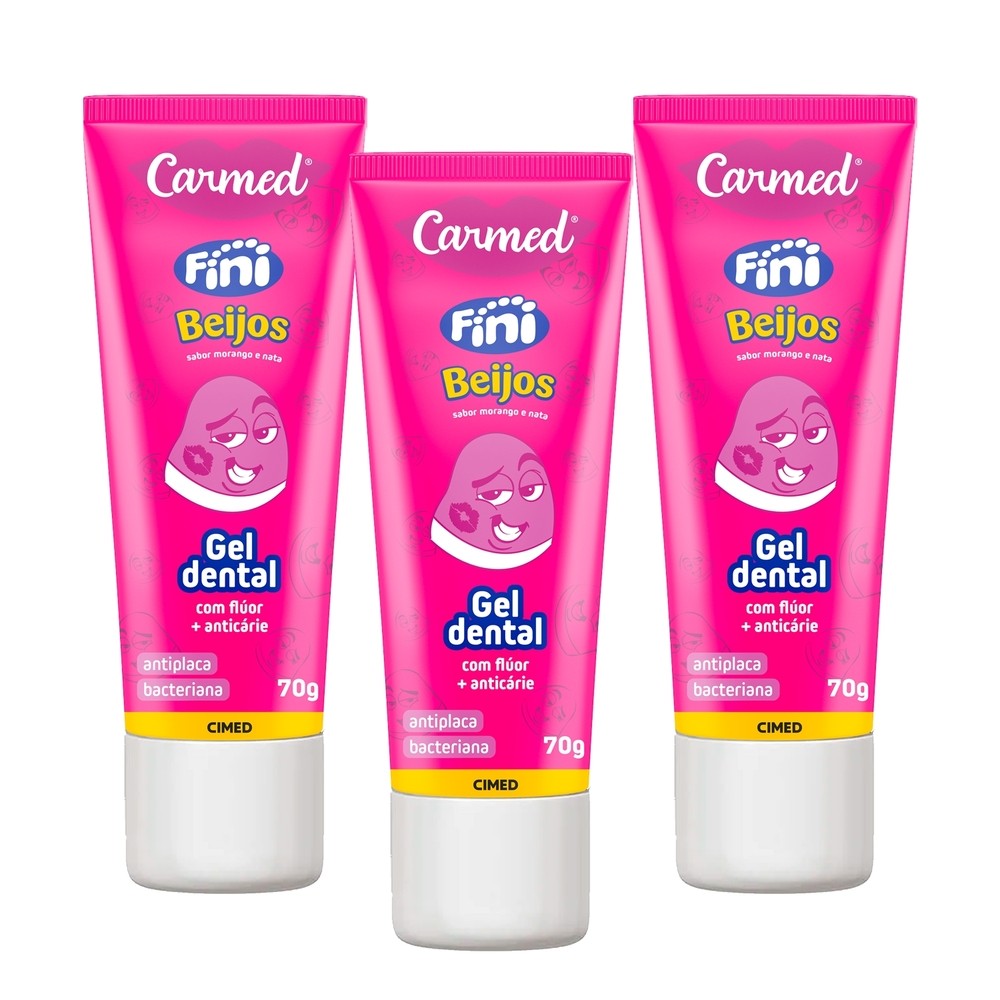 Kit 3 und Gel Dental Carmed Fini Beijos 70g - Health