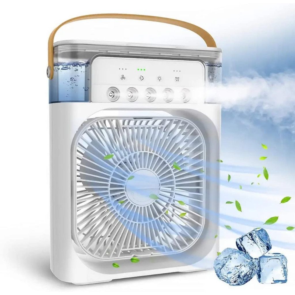 Mini Ventilador Portátil e Umidificador de Ar com Led e 3 Velocidades-Tong