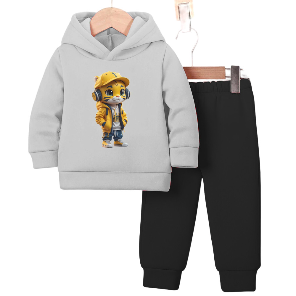 Conjunto Moletom Infantil Meninos E Meninas Algodão Com Capuz