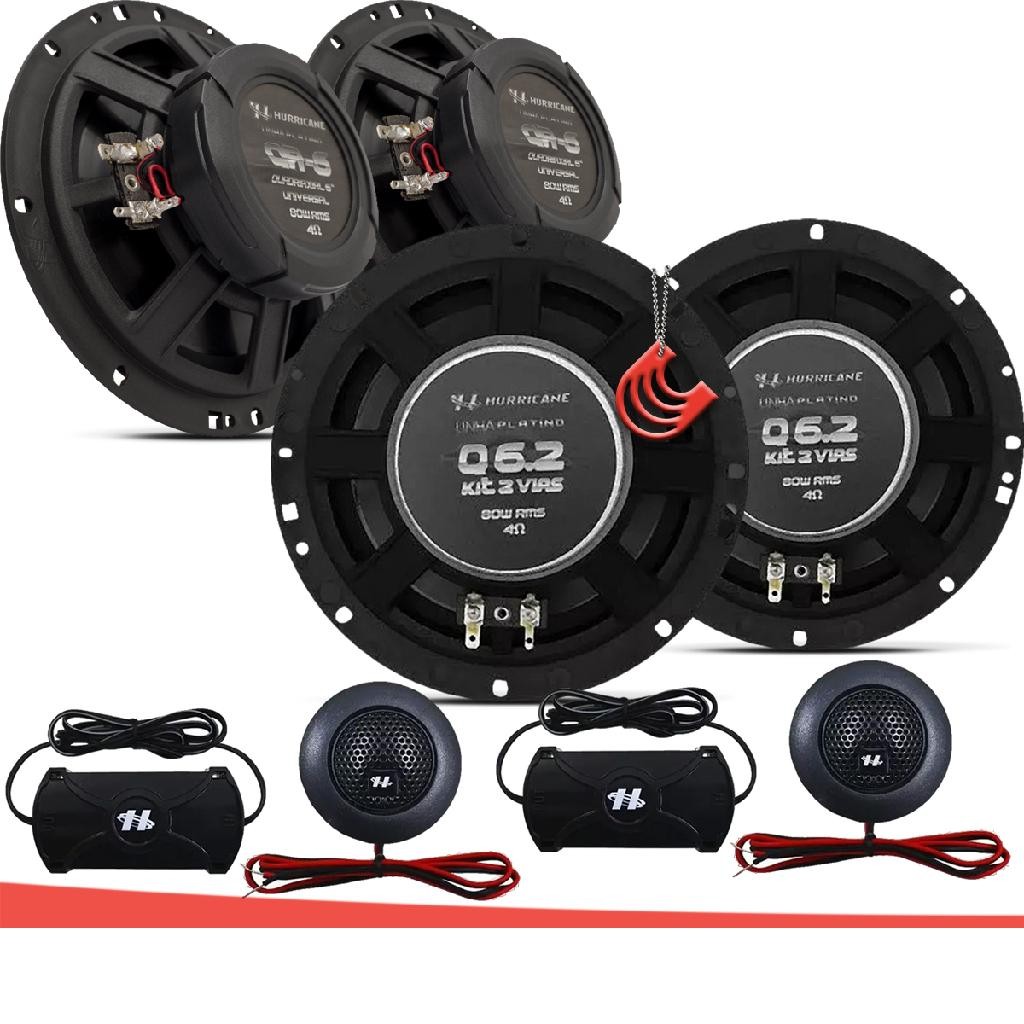 Detalhes do Kit Alto Falantes Dianteiros + Traseiros Chevrolet Meriva 2002 até 2012 - Hurricane Platino 640w