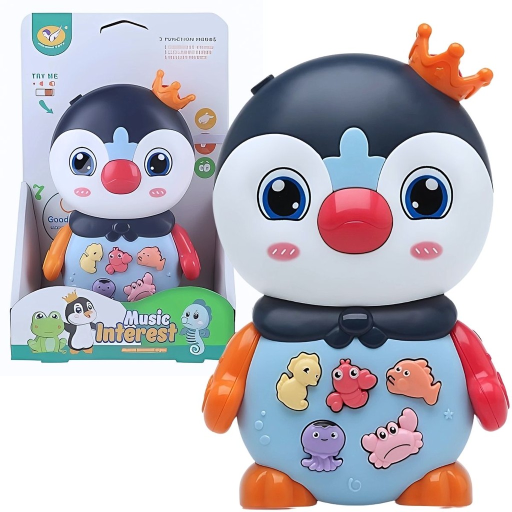 Pinguim Interativo Brinquedo Infantil Sons e Luz Divertido Azul Castela em Oferta na Shopee