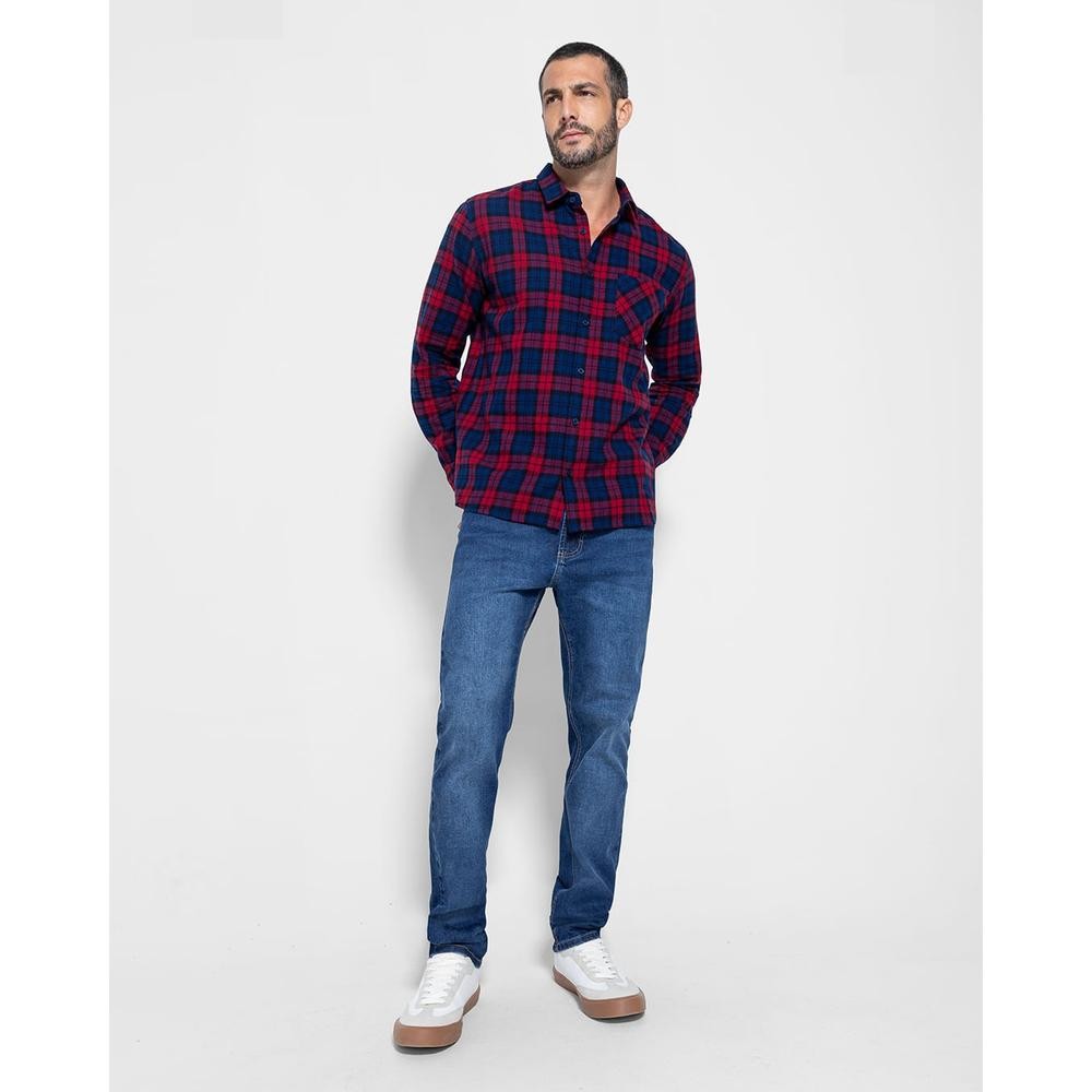 Camisa Masculina Regular Em Flanelado Xadrez - ENFIM - Men Clothes