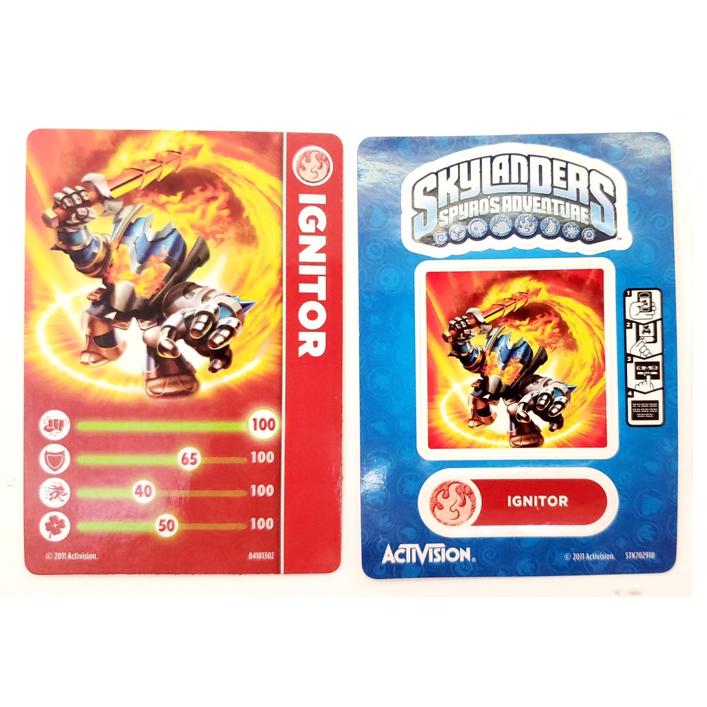 Card e Adesivo Skylanders Spyros Adventures Ignitor TCG
