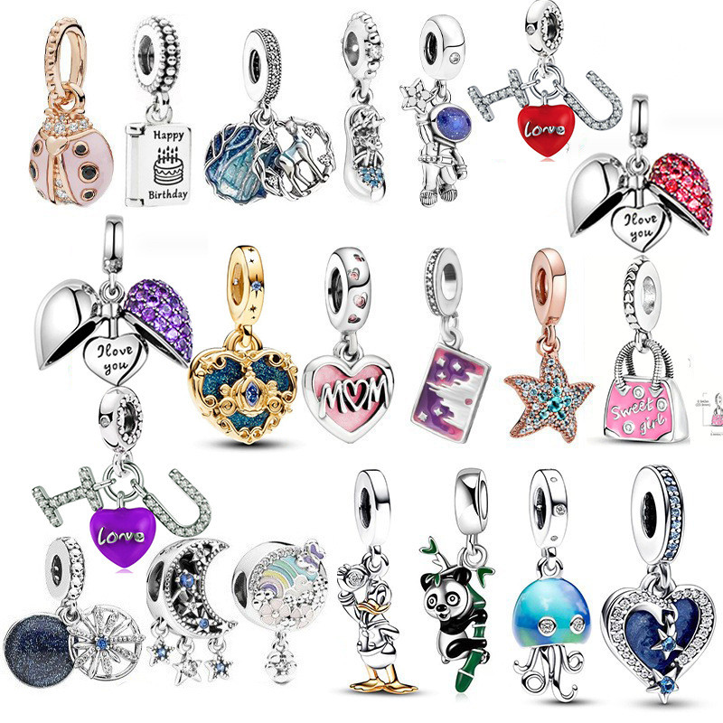 Charme Berloque Prata 925 Pingente Aço Inoxidável Contas Moda Pulseira Acessórios DIY Belas Jóias em Oferta na Shopee