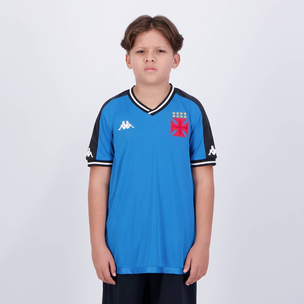 Camisa Kappa Vasco Goleiro 2024 Juvenil Azul - Sports & Outdoors