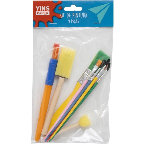 Kit Pintura 7 Pincel 2 Batedor De Espuma Quadro Artesanato - Yins Paper / WX Gift