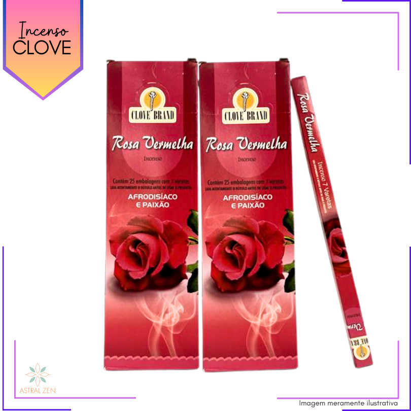 Incenso Clove Brand Rosa Vermelha - Kit com 8 Iguais ou Variados em Oferta na Shopee