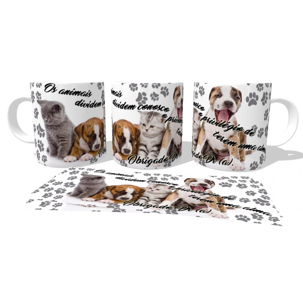 Caneca plástico copo polimero Os animais alma veterinário