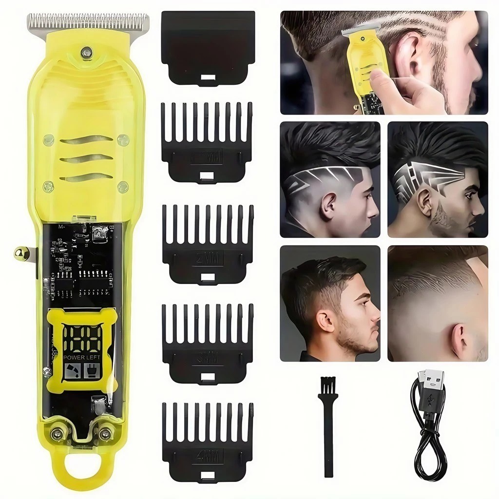 Cortador de Cabelo Profissional Sem Fio com Display LCD Inteligente e Barbeador para Homens em Oferta na Shopee