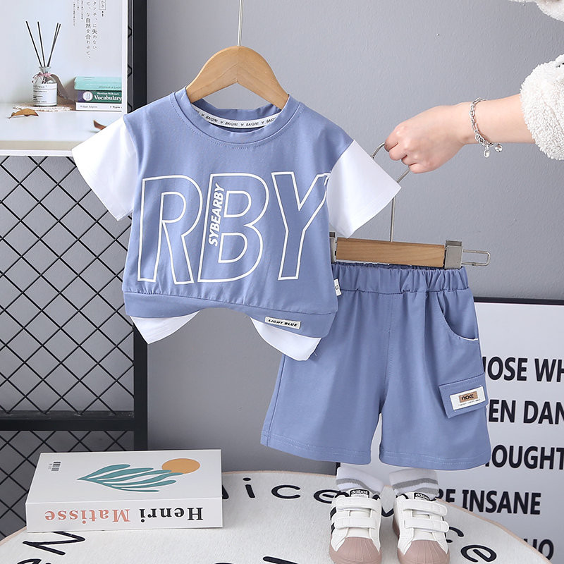 Verão Bebê Menino Menina Roupas Infantis Dos Desenhos Animados Retalhos T Camisa Shorts 2 Pçs/sets Crianças Moda Vestuár