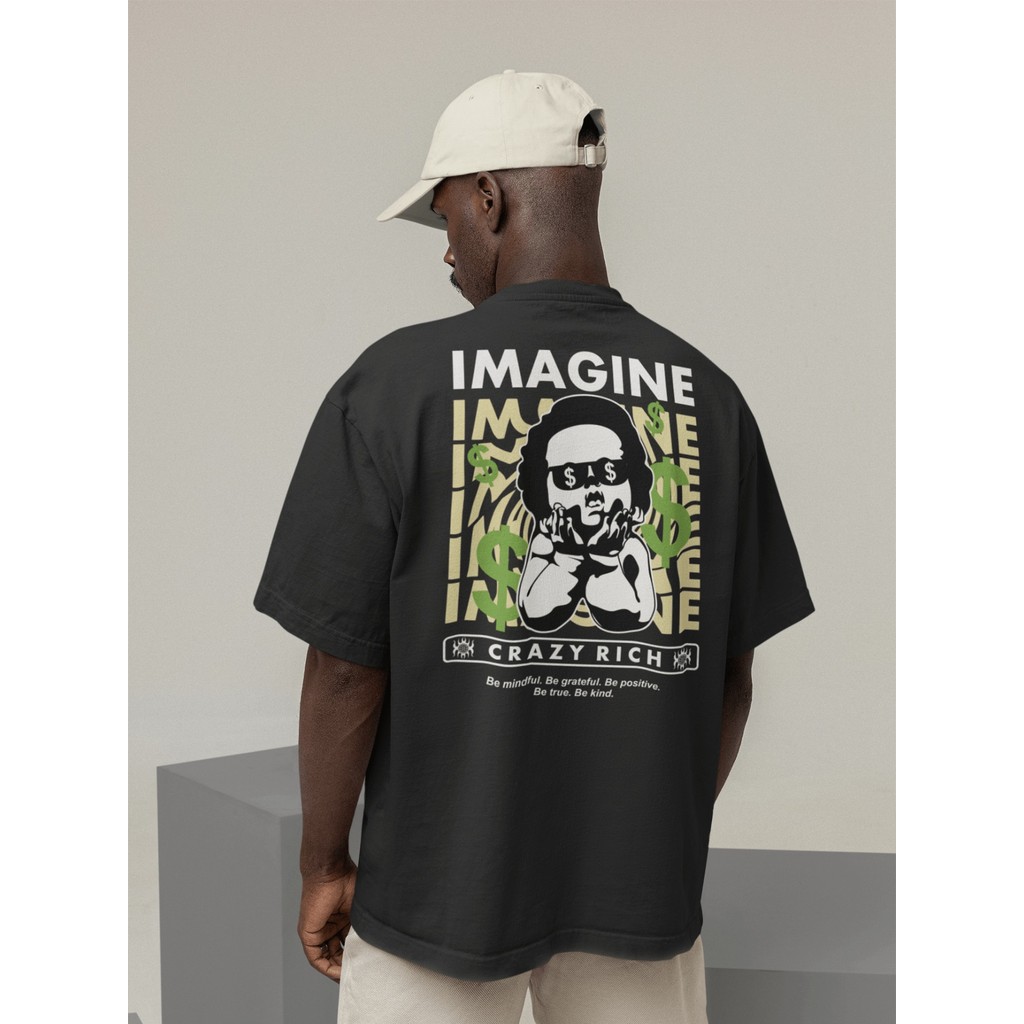 Camisa Camiseta Oversized Streetwear Masculino Urbano Treino Preto e Off Whte Estampado - Imagine.