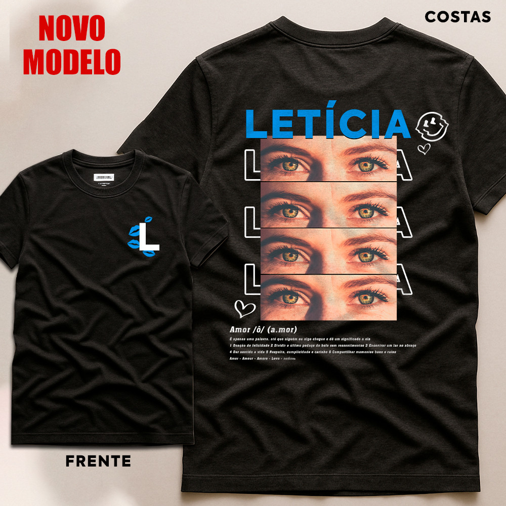 Camiseta Personalizada com Foto Namorada | Presente Romântico Algodão Frente e Costas