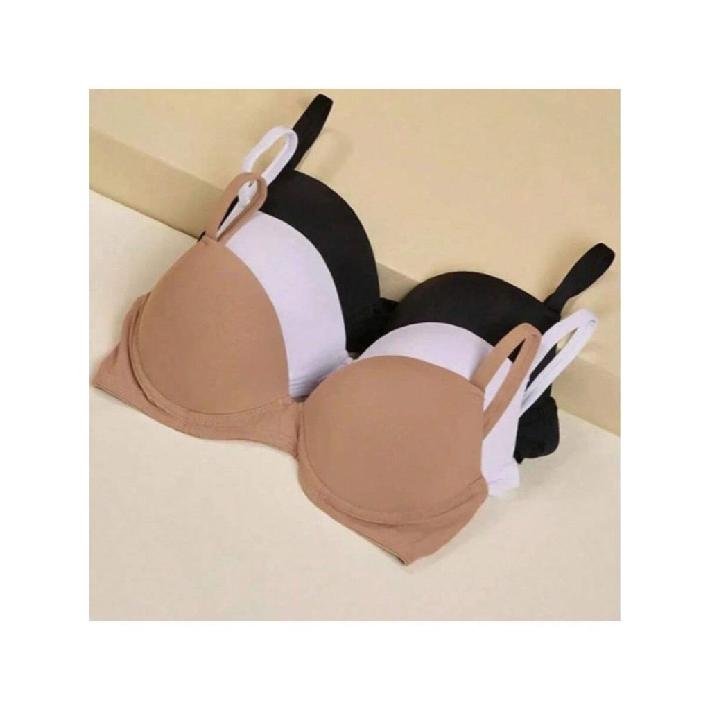 Kit 3 Sutiã com Bojo Básico Lingerie Premium Sustentação Soutien Confortável Alça Regulável Liso Zfi em Oferta na Shopee