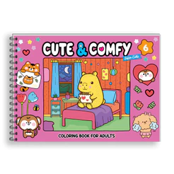Cute & Comfy Super Extra Edição 06 - Livro de Colorir Adulto - Capa Dura Holográfica - Rosa