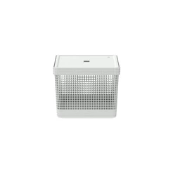 Cesta organizadora Ou 20L com tampa plástica Linha Grid