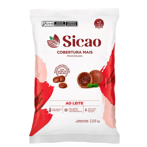 Cobertura Fracionada Mais Sabor Chocolate Ao Leite 2,05kg SICAO em Oferta na Shopee