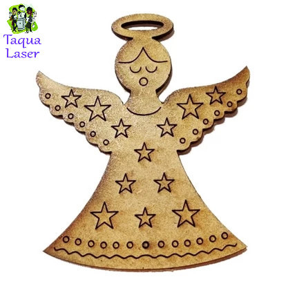 Kit 100 Aplique Pingente Anjo De Natal Em Mdf Corte A Laser