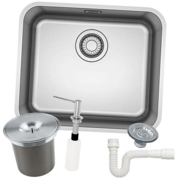 Cuba Gourmet Cozinha Inox Franke Alto Padrão 47,5x41 Kit Com Lixeira 5L De Embutir E Dispenser Dosador De Sabão
