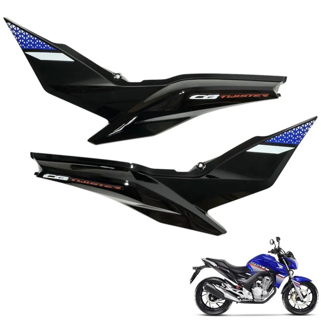 Carenagem Rabeta Cb 250 F Twister Preto Azul 2022 Adesivada