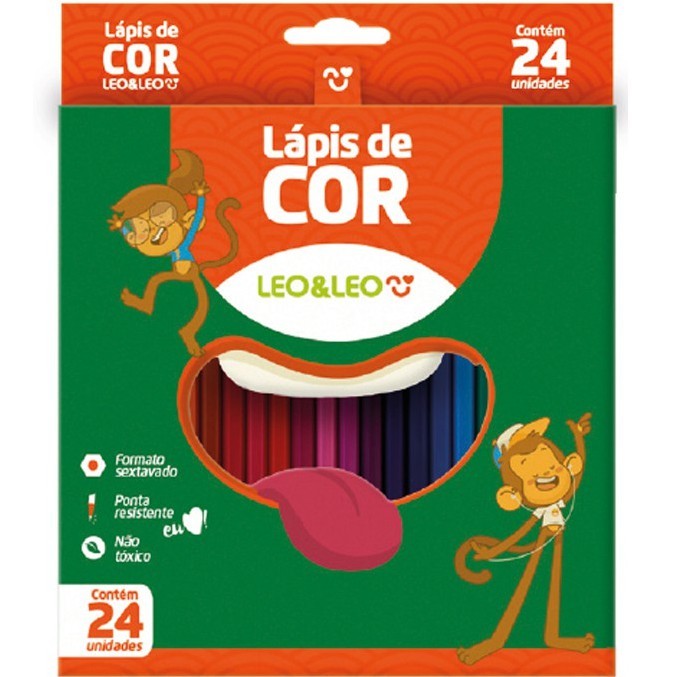 Lápis de Cor Sextavado - 12 - 24 - 36 Cores Lapis Escolar - Leonora
