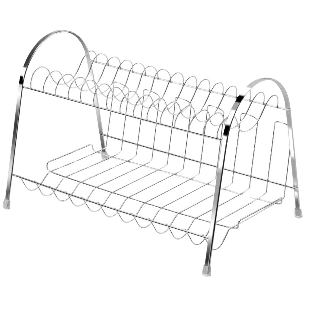 Escorredor De Louça Organizador De Pia Max Duplo Cromado 14 Pratos Porta Copos Talheres Arthi em Oferta na Shopee
