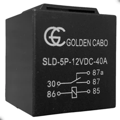 Relê Auxiliar Golden Cabos Reversor 5 Pinos / Terminais 12v 40A - 1 UN