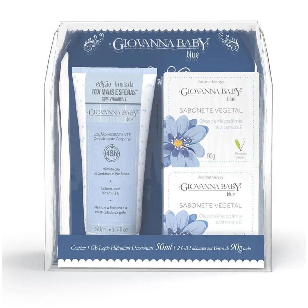KIT GIOVANNA BABY BLUE BODY SPLASH 260ML + 2 SABONETES 90G