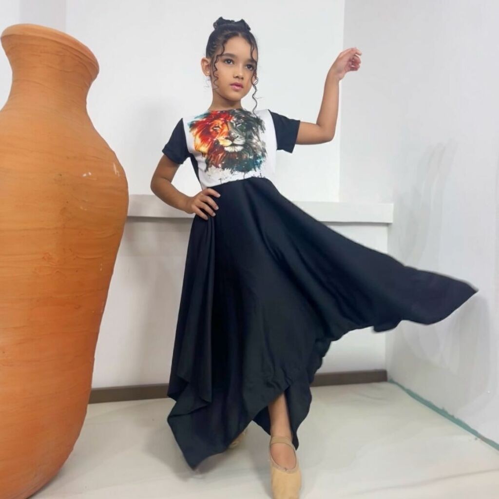 Vestido de Dança Coreografia Infantil LEÃO BRILHO