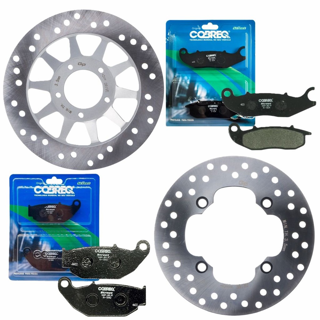 Kit Discos de Freio P/ Nova Nxr 160 Bros Abs 2025 / Xre 190 2025 + Pastilhas Cob
