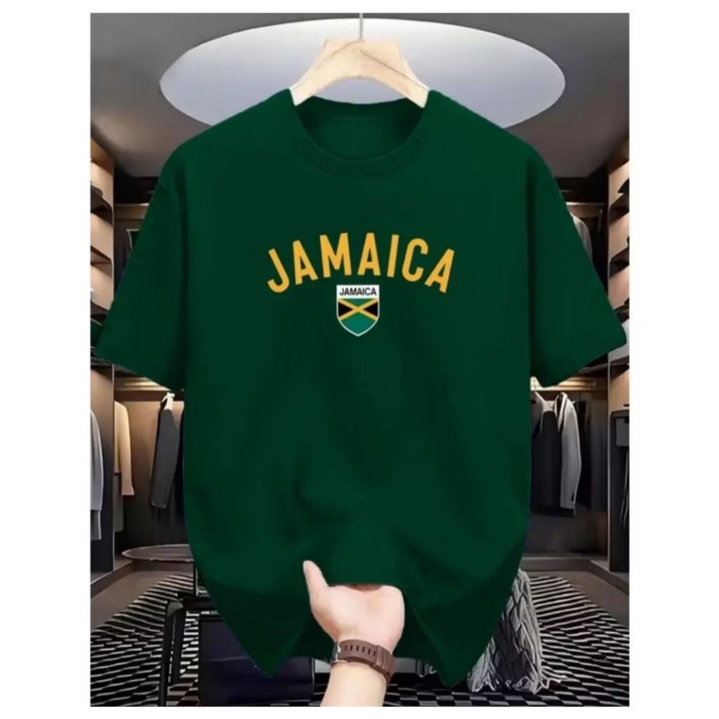 Camiseta masculina JAMAICA  Gola Redonda Manga Curta Algodão Moda Basica, Praia ,Verão  Todos Os Estilos