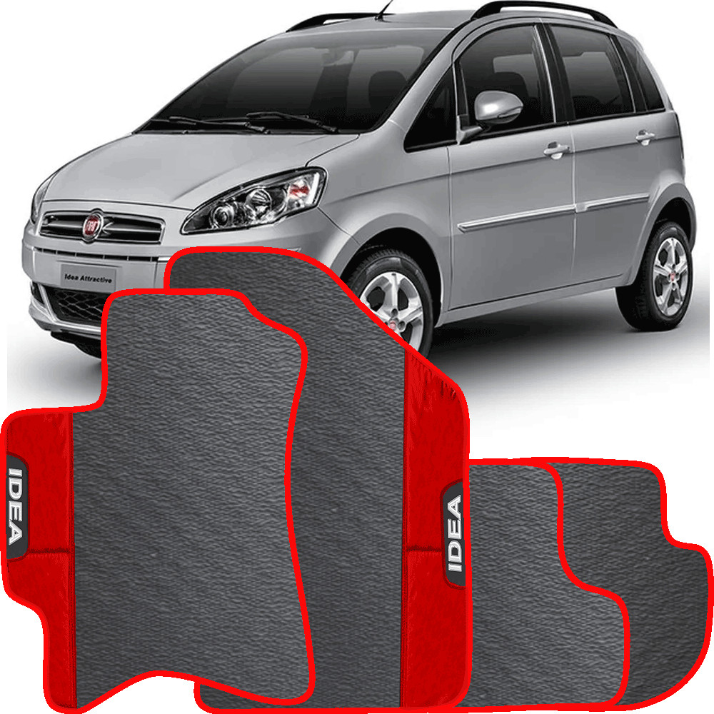 LINDO JOGO TAPETE  AUTOMOTIVO VERMELHO  IDEA 2005 A 2017  EMBORRACHADO em Oferta na Shopee