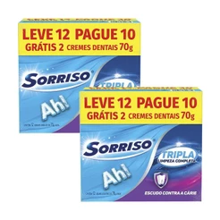Kit 2 Pack Creme Dental Sorriso Tripla Limpeza Completa 70g 12 unidades