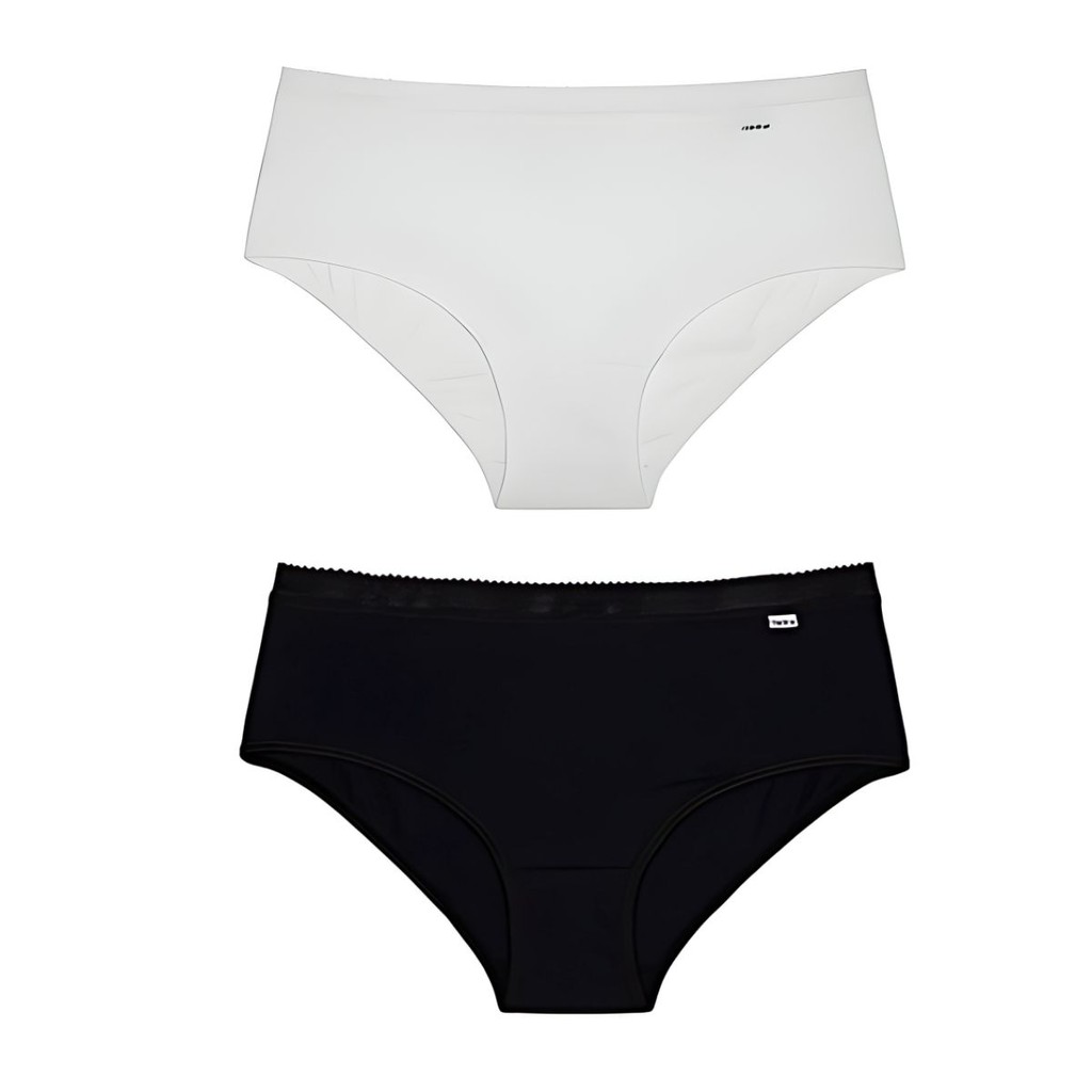 Kit 2 Calcinhas Cintura Alta Delrio Laterais Largas Lisa Algodão