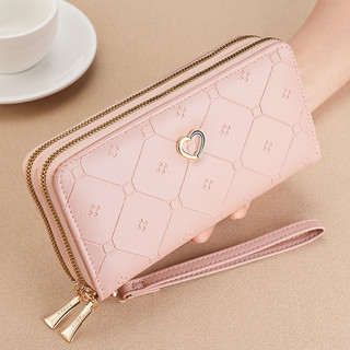 Carteira Grande Feminina Longa com Zíper Dupla Camada, Clutch Multifuncional de Moda