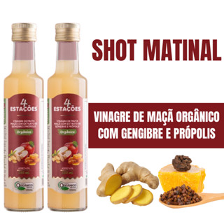 2 X Vinagre de Maça Orgânico com Extrato de Gengibre e Própolis 4 Estações 250ml em Oferta na Shopee