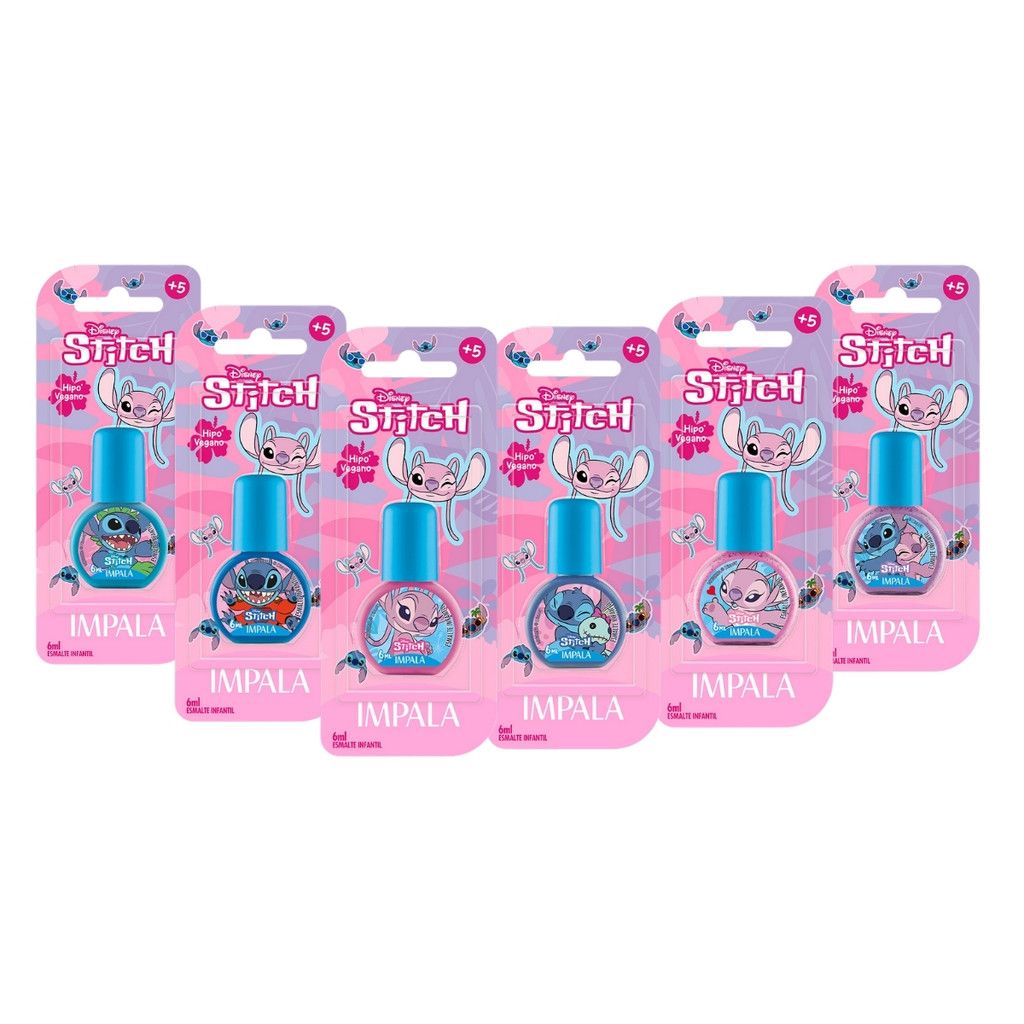 Kit 6 Esmaltes Impala Coleção Stitch A Base De Água Completo