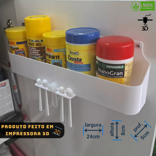 Suporte para Ração de Peixes de Aquário e Organizador de Armário de Peixes