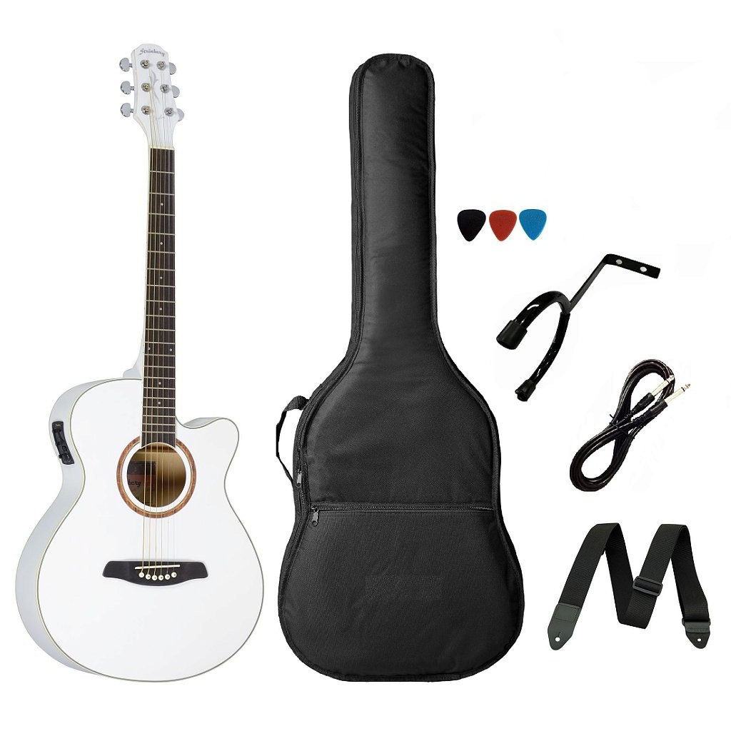 Kit Violão Strinberg Aço Elétrico Branco Be30